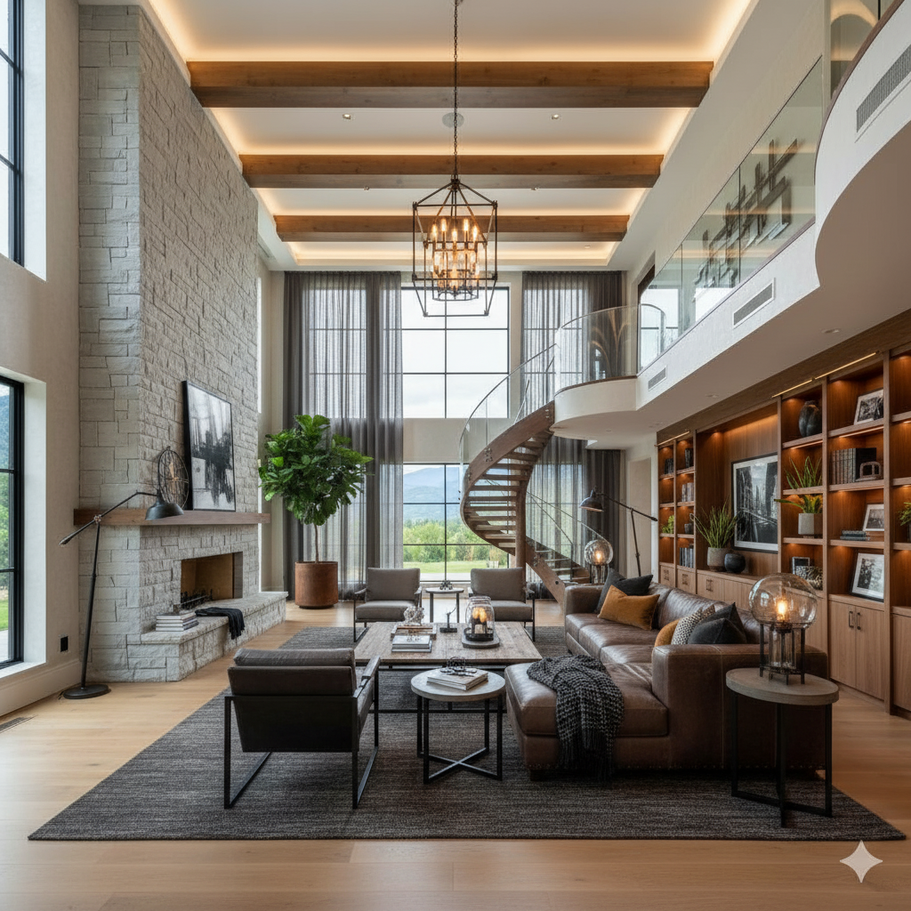 Industrial Chic staging theme example - professionally staged room with urban sophistication