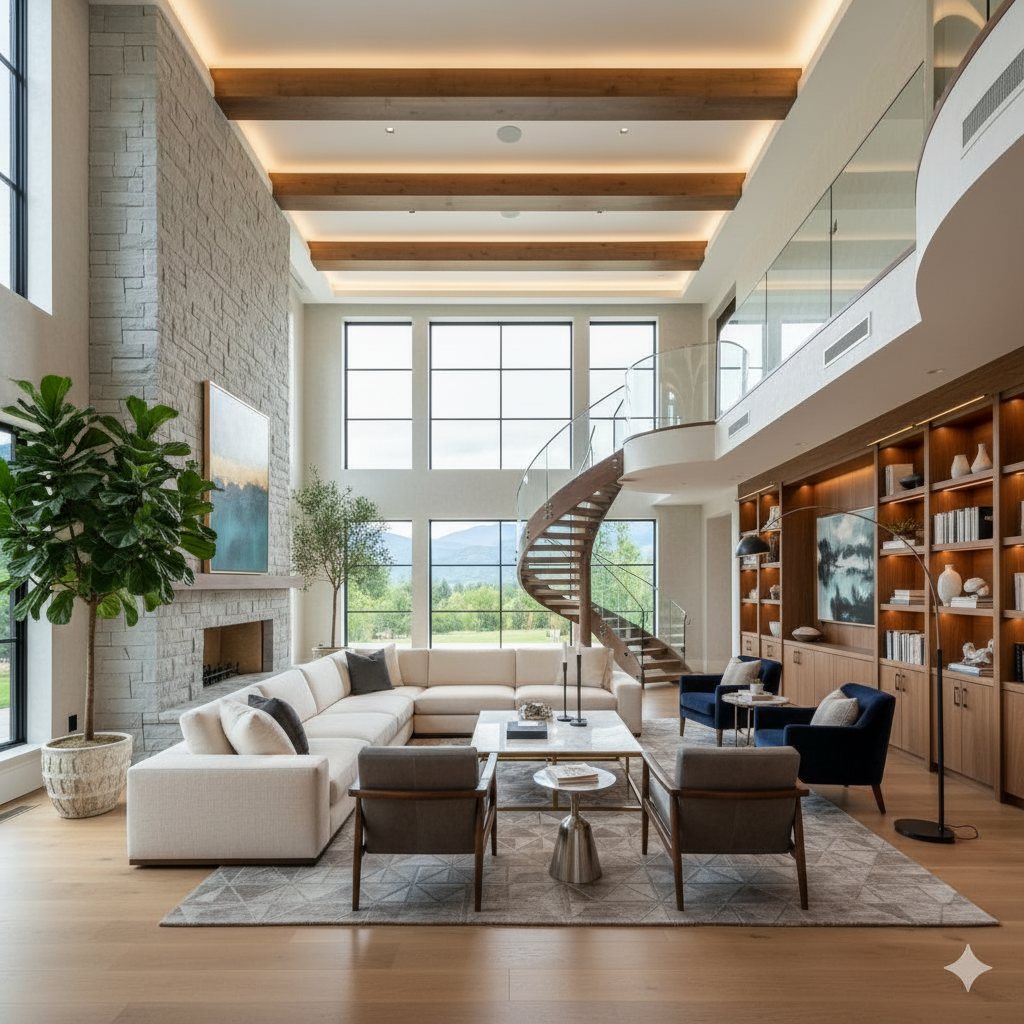 Contemporary Luxury staging theme example - professionally staged room with high-end modern design